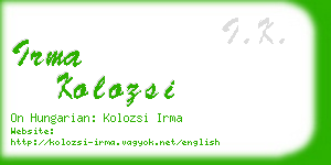 irma kolozsi business card